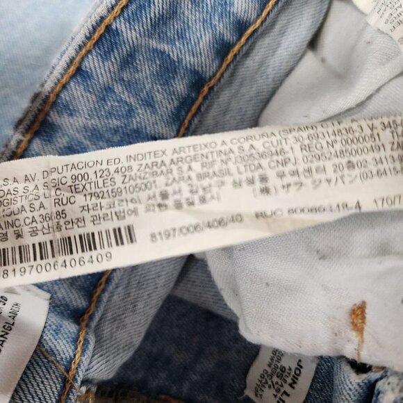 Zara High Rise Jean Shorts with Frayed Open Hem Distressed Light Wash Size 8 - Picture 11 of 14